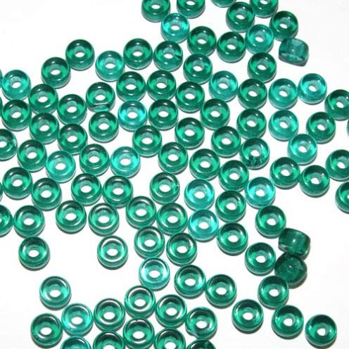 100 Translucent Teal Color 6x4mm Czech Glass Pony Crow Beads 2mm Hole