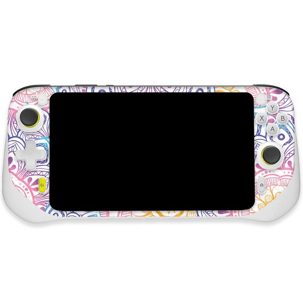 MightySkins Carbon Fiber Skin Compatible with Logitech G Cloud Gaming Handheld - Vibrant Mandala | Protective, Durable Textured Carbon Fiber Finish | Easy to Apply | Made in The USA