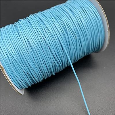 MOBSAN 0.5mm 0.8mm 1mm 1.5mm 2mm Sky Blue Waxed Cotton Cord Rope Waxed Thread Cord String Strap Necklace Rope Suitable for Jewelry Making Bracelet Rope (Color : 0.8mm 10yards)