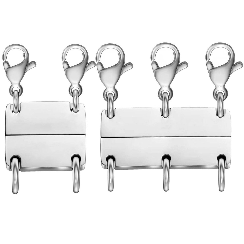 Dailyacc Layering Magnetic Necklace Clasp,18 K Gold and Silver Separator for Stackable Necklaces