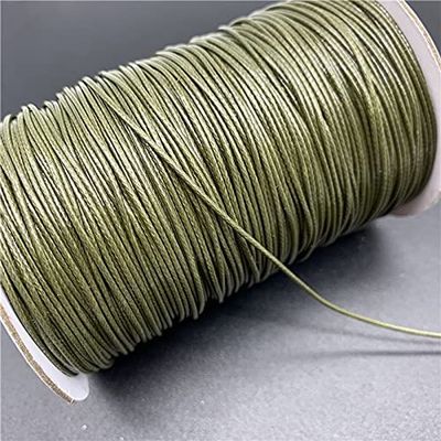 MOBSAN 0.5mm 0.8mm 1mm 1.5mm 2mm Army Green Waxed Cotton Cord Rope Waxed Thread Cord String Strap Necklace Rope Suitable for Jewelry Making Bracelet Rope (Color : 1.5mm 10yards)