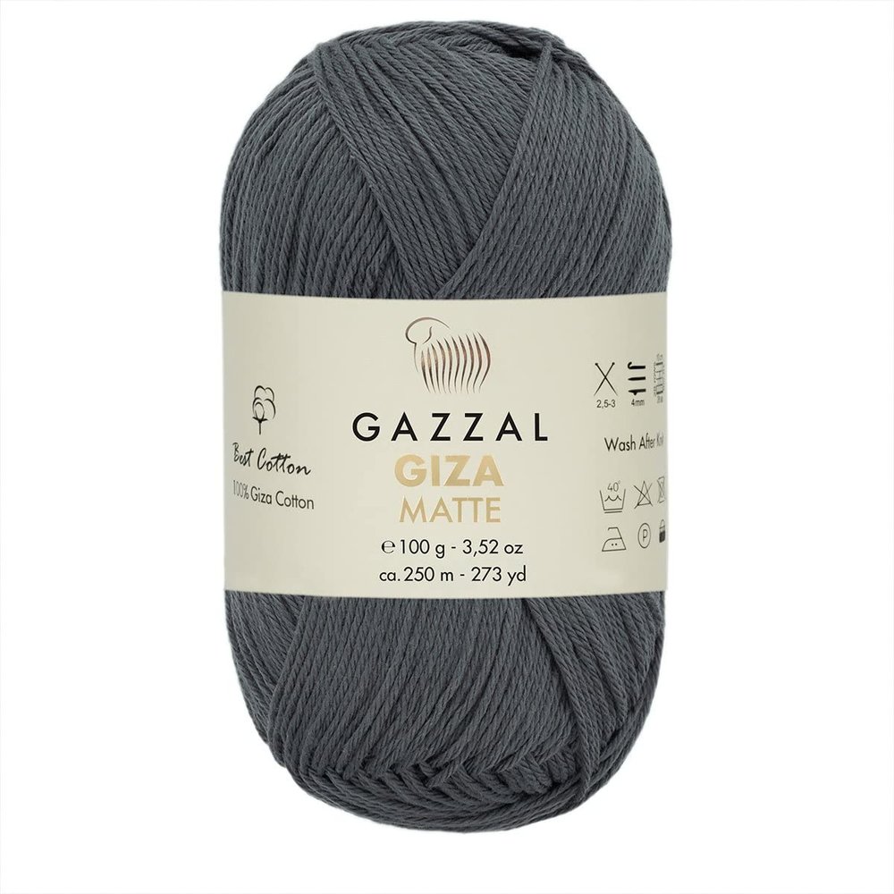 Gazzal Giza Matte, 2 Skeins/Balls, 100% Mercerized Cotton, Each 1.76 Oz (50g), 273 Yrds (250m), Soft, Fine 1, 100% Giza Cotton, for Summer Garments, Accessory Projects, and Amigurumi (5555)