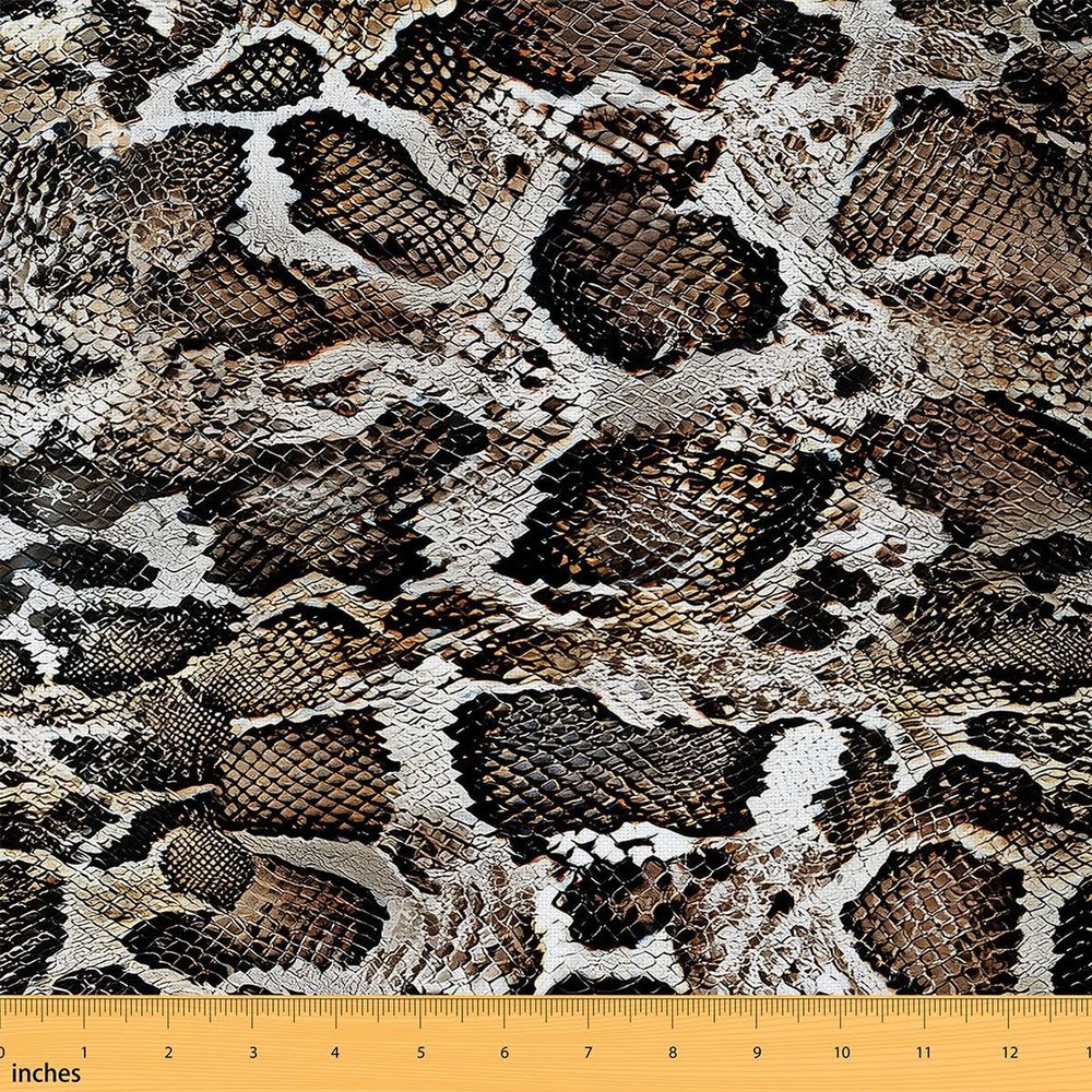 Snake Skin Pattern Outdoor Fabric by The Yard,Brown and Black Wild Animals Fabric by The Yard for Teens Craft Lover,Geometric Geometric Diamond Upholstery Fabric for Clothing Quilting Sewing,10 Yards