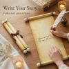 Makevivi 3 PCS Blank Scroll Paper with Wood Rods, for Naughty or Nice List, Writing, Wedding Vows, Invitation, Love Letter, Cosplay Prop, Renaissance, 7.1 x 30.5 inches view 2