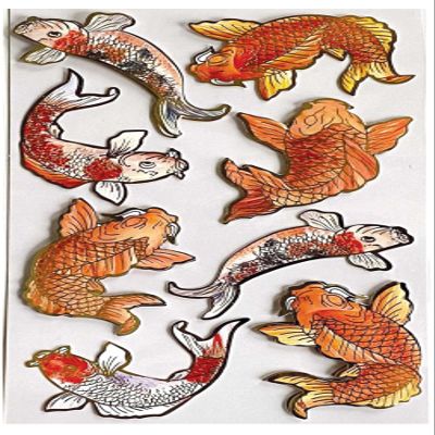 Paper House Productions Die-Cut Dimensional & Foil Accent Scrapbook Sticker Sheet - Calming Koi Fish