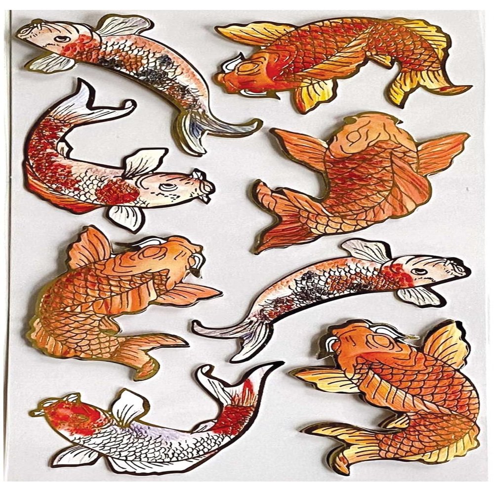 Paper House Productions Die-Cut Dimensional & Foil Accent Scrapbook Sticker Sheet - Calming Koi Fish