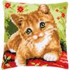 Vervaco Stamped Cross Stitch Cushion Kit Cute Kitten Design, 15 x 15 inch, DIY Embroidery Pillow Cover Craft Kit view 1