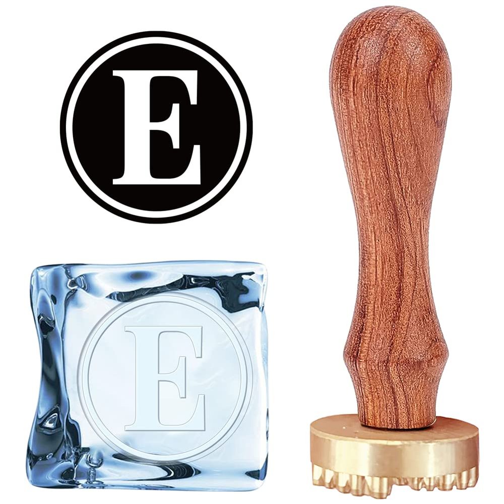 CRASPIRE Vintage Ice Cube Stamp with Removable Brass Head & Wood Handle for DIY Crafting Cocktail Whiskey Mojito Drinks Bar Making