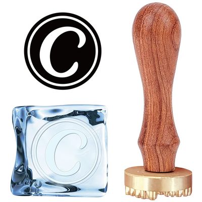 CRASPIRE Letter Ice Stamp C Ice Cube Stamp Branding with Removable Brass Head & Wood Handle Vintage for DIY Crafting Cocktail Whiskey Mojito Drinks Bar Making
