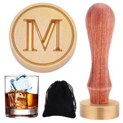 CRASPIRE Letter M Ice Stamp with Removable Brass Head & Wood Handle - Vintage Ice Branding Stamp for DIY Crafting Cocktail Whiskey Mojito Drinks Bar Making