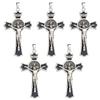 diyalo St. Benedict Exorcism Crucifix Cross Pendant for DIY Rosary Necklace Chaplet Part Jewelry Making Accessories Charms 5Pcs Bulk (Thick-silver color) view 1