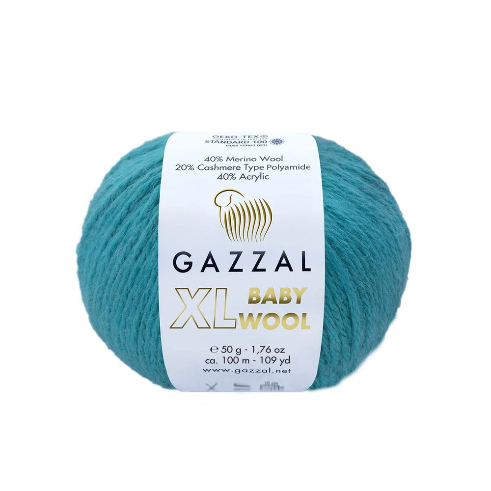 4Pack (Skein) Gazzal Baby Wool XL, 40% Merino Wool, 20% Cashmere Type Polyamide, 40% Acrylic, Each 1.76 Oz (50g) / 109 Yards (105m), Worsted Baby Popular Yarn (832)