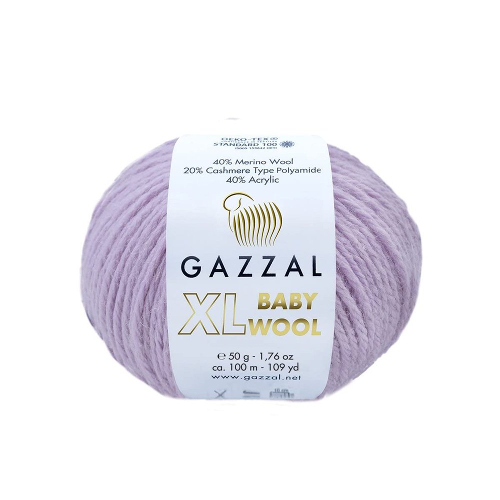 4Pack (Skein) Gazzal Baby Wool XL, 40% Merino Wool, 20% Cashmere Type Polyamide, 40% Acrylic, Each 1.76 Oz (50g) / 109 Yards (105m), Worsted Baby Popular Yarn (823)