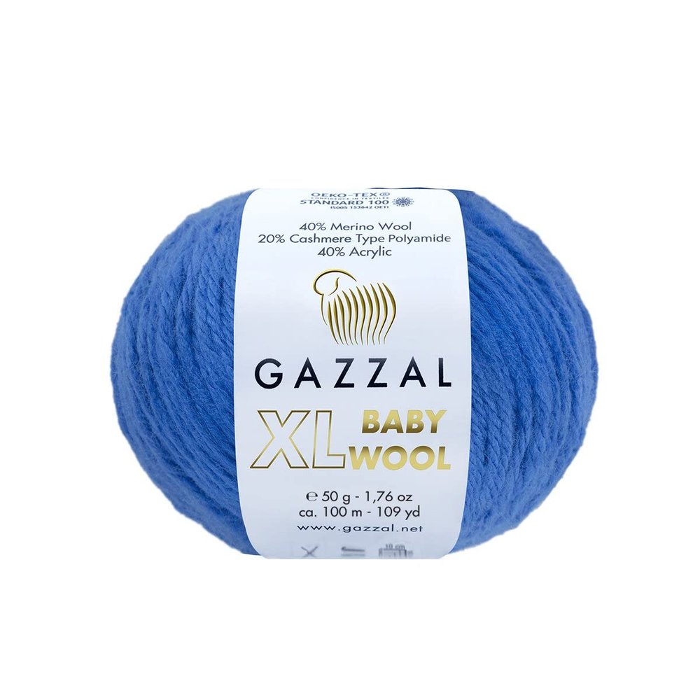 3Pack (Skein) Gazzal Baby Wool XL, 40% Merino Wool, 20% Cashmere Type Polyamide, 40% Acrylic, Each 1.76 Oz (50g) / 109 Yards (105m), Worsted Baby Popular Yarn (830)