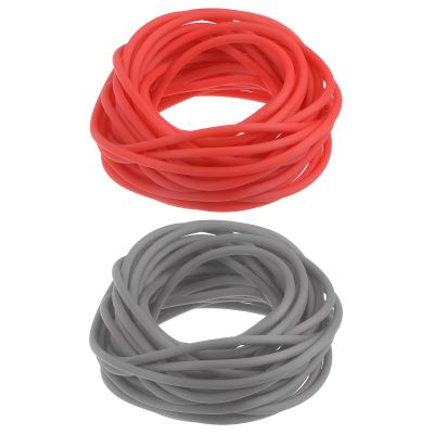 HARFINGTON Rubber Cord Tube Hollow Pipe 16ft 1/8" Dia 1/16" Hole Silicone Tubing Set for DIY Jewelry Making Necklaces Bracelet, Red, Gray