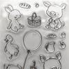 DzIxY Pigs Rabbit Balloon Clear Stamps and Metal Cutting Dies Sets for Card Making Scrapbooking Paper Supplies Seals Storage Pockets view 3