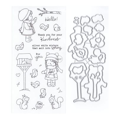DzIxY Girl Mailbox Clear Stamps and Metal Cutting Dies Sets for Card Making Scrapbooking Paper Supplies Seals Storage Pockets
