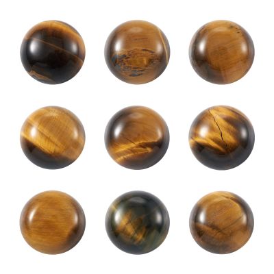 Crafans 50Pcs 6mm Half Round Gemstone Cabochons Natural Tiger Eye Flat Back Stone Cabochons Domes No Hole Healing Power Stone Chakra Crystal Beads for Jewelry Making
