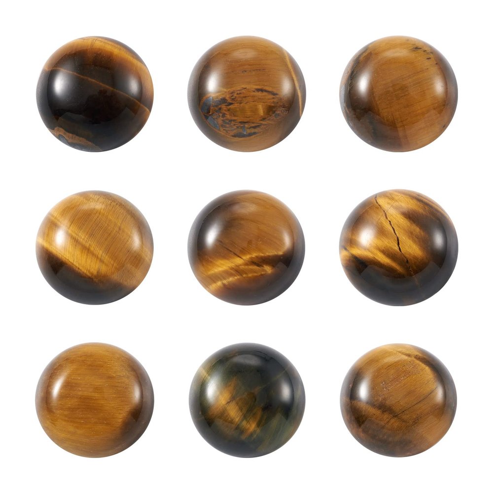 Crafans 50Pcs 6mm Half Round Gemstone Cabochons Natural Tiger Eye Flat Back Stone Cabochons Domes No Hole Healing Power Stone Chakra Crystal Beads for Jewelry Making