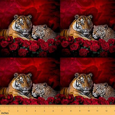 Leopard Upholstery Fabric By The Yard,Cheetah Print Reupholstery Fabric for Chairs, Wild Animal Room Decorative Forand Home DIY Projects, 3 Yards, Brown Red
