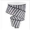 10 Yards 2.5in Wired Black & White Small Harlequin Check Satin Ribbon view 1
