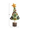 7" L x 2-1/2"W x 18" H Handmade Wool Felt Tree w/Star, Applique, Embroidery & Wood Slice Base, Multi Color view 3