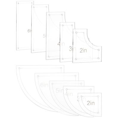 BENECREAT 10Pieces Quilting Acrylic Template Set, 2/3/4/5/6Inch Transparent Rulers with Film Protection, for DIY Kitchen Art Craft