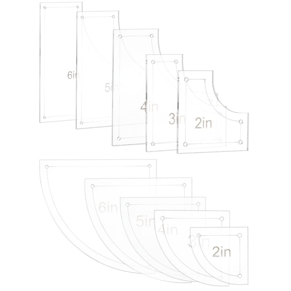 BENECREAT 10Pieces Quilting Acrylic Template Set, 2/3/4/5/6Inch Transparent Rulers with Film Protection, for DIY Kitchen Art Craft