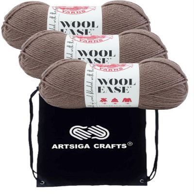 Lion Brand Wool Ease Thrush 620-025 (3-Skeins - Same Dye Lot) Worsted Medium #4 Acrylic, Wool Yarn for Crocheting and Knitting with Project Bag