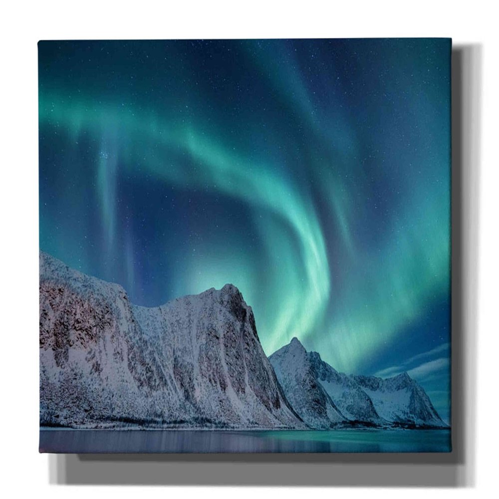 Epic Graffiti 'Aurora Borealis In Norway Green' by Epic Portfolio, Giclee Canvas Wall Art, 60"x40"