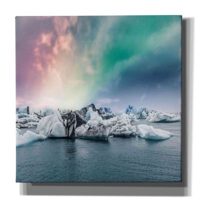 Epic Graffiti 'Northern Lights Aurora Borealis Over Jokulsarlon' by Epic Portfolio, Giclee Canvas Wall Art, 40"x26"