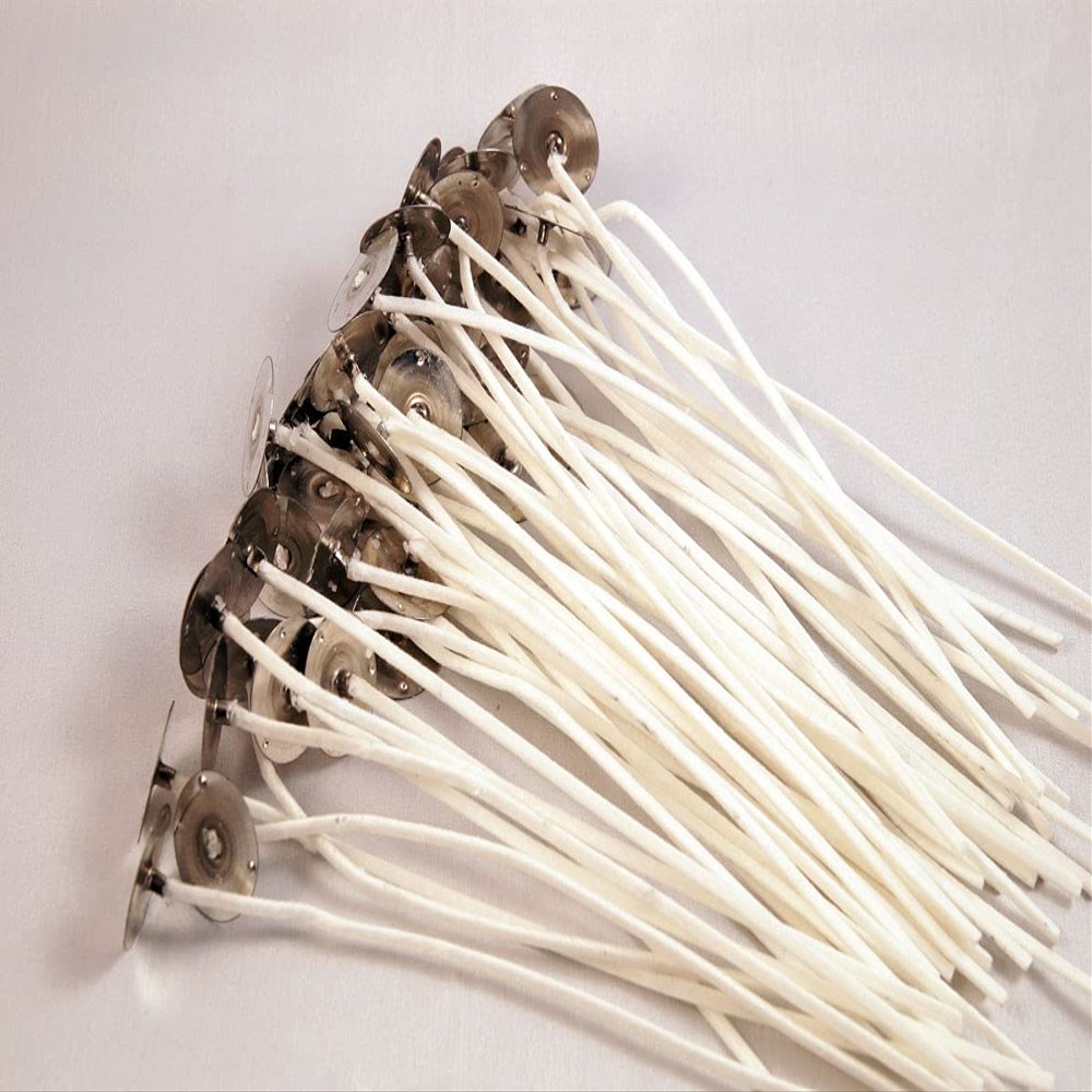 50 Pack | Jess Mae (LX 14) - Small Cotton Candle Wicks | 6 Inch | Self Trimming, Pre-Waxed & Pre-Tabbed | DIY Candle Making Supplies | Best Wick for Containers, Pillars & Votives