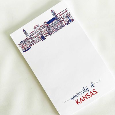 University of Kansas Campus Paper Skyline Notepad - Lawrence - Notepad 5.5 x 8.5 - Writing Paper Pad (50 sheets) - Stationary notepad for College, Universities