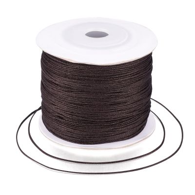 142 Yards 0.6mm Braided Nylon Thread Coconut Brown Chinese Knotting Cord Rope Macrame Braided Beading Cord String for Kumihimo Necklace Friendship Bracelets Making