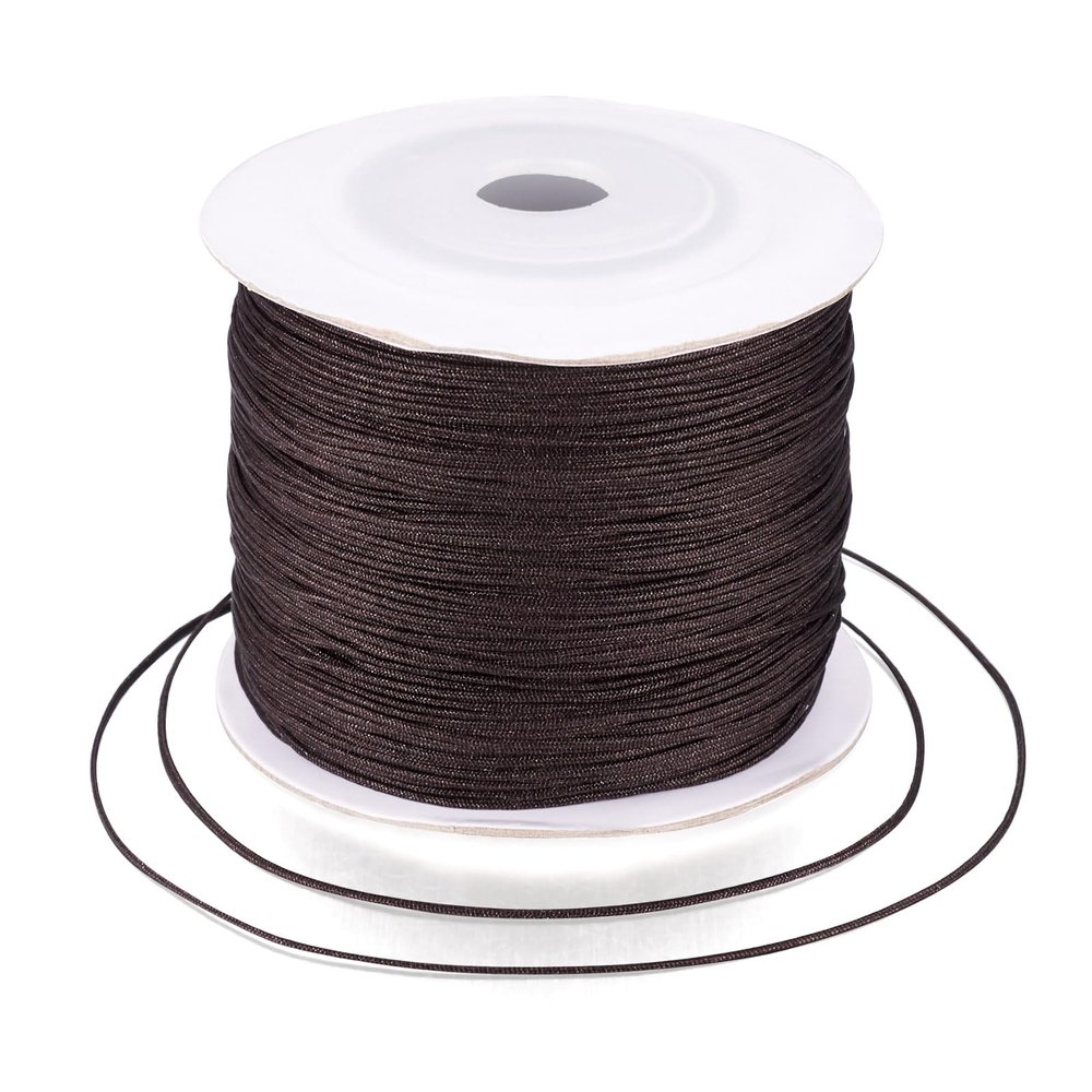 142 Yards 0.6mm Braided Nylon Thread Coconut Brown Chinese Knotting Cord Rope Macrame Braided Beading Cord String for Kumihimo Necklace Friendship Bracelets Making
