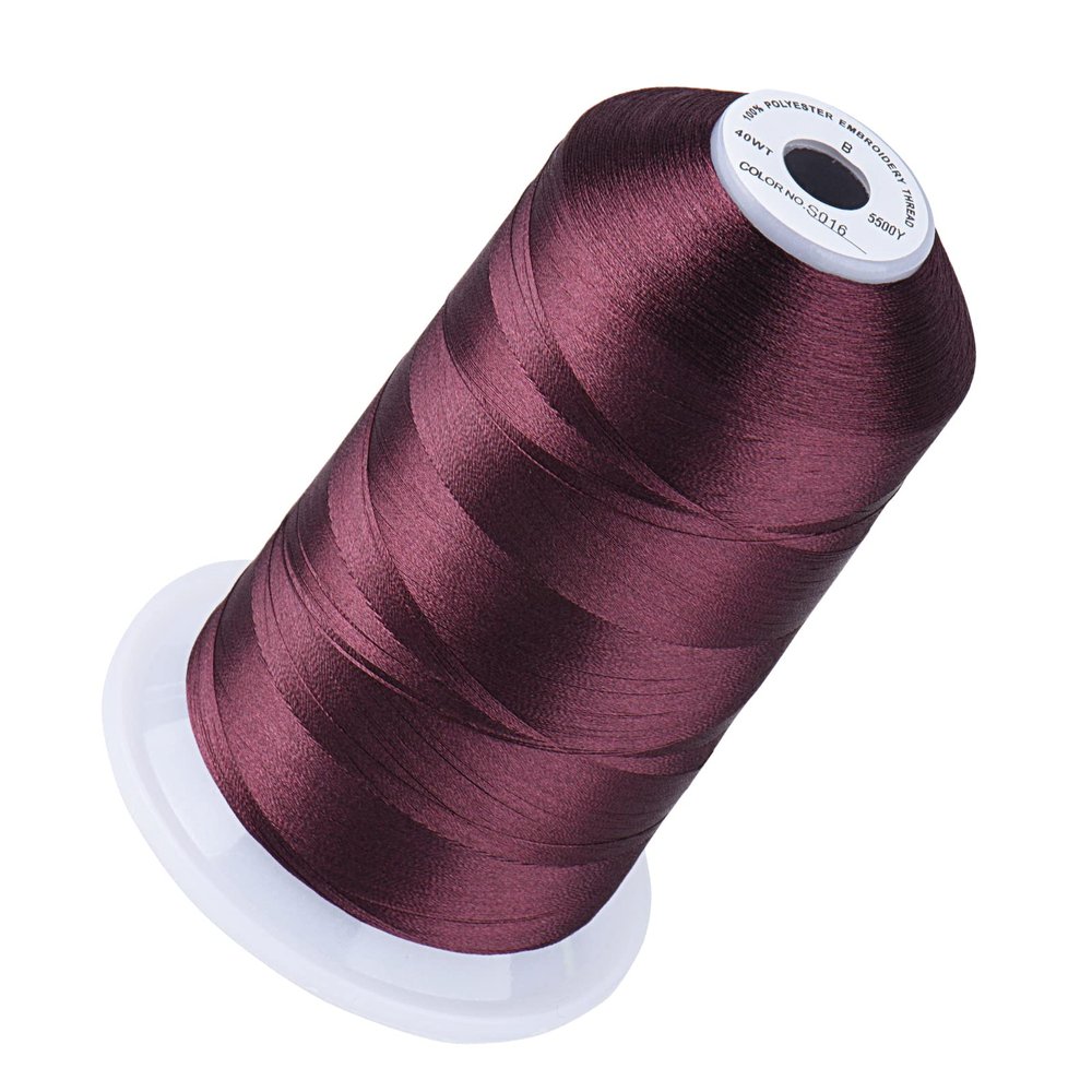 Simthread 5500Yds Embroidery Thread 5000M, 40WT Polyester Machine Embroidery Thread, High-Yardage Spool for Brother, Singer, Janome, Babylock, Husqvarna, Home & Commercial Machines, Merlot S016