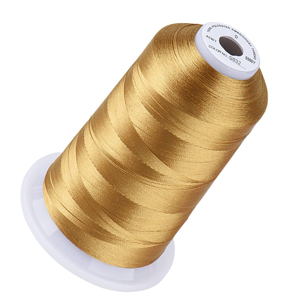 Simthread 5500Yds Embroidery Thread, 5000M High-Yardage 40WT 100% Polyester Thread 170+ Vivid Colors, High-Speed Rated Compatible with Brother, Singer, Janome & More - Autumn Haystack S032