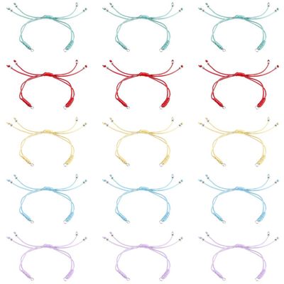 PH PandaHall 25pcs Nylon Braided Cord, Adjustable Thread Bracelets Mixd Colors Nylon String with Brass Beads 304 Stainless Steel Jump Rings for DIY Bracelets Charms Jewelry Making