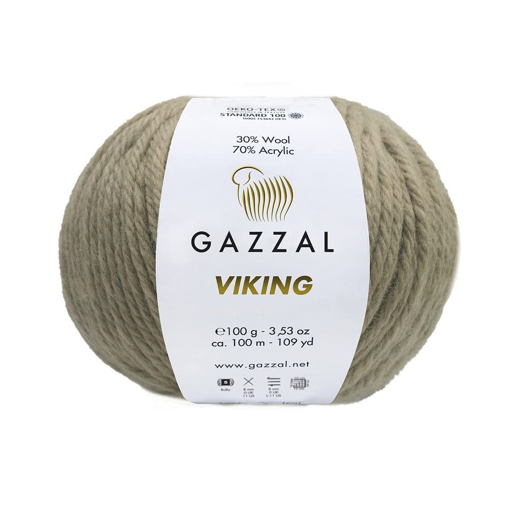 4 Pack (Skein) Gazzal Viking, 30% Wool and 70% Acrylic Bulky Yarn, Soft, Elastic, and Delicate, Total 7.05 Oz. (200 gr), Each Ball 3.52 Oz (100g) / 109 Yards (100m), Color (4008)