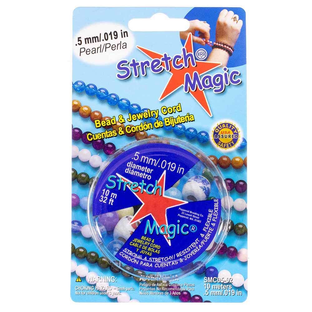 Craft County 0.5mm Diameter Stretch Magic Bead Jewelry Elastic Cord Line Clear Black 10 Meter, Pearl (White) (PRL-SMC05-02-~CC_DW3)