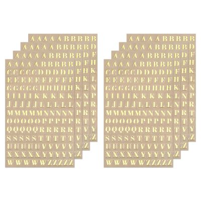MECCANIXITY 8 Sheets Letter Resin Stickers 3D Small A to Z Gold Mini Alphabet Sticker Metallic Glitter Alloy Uppercase for Resin Nail Scrapbooking 3mm