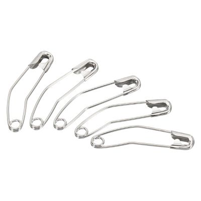 MECCANIXITY Safety Pins 1.26 Inch Metal Nickel Plated Curved Sewing Pins Quilting Knitting Bending Basting Pin for Blankets Skirts Crafts Brooch Making Silver Tone 100Pcs