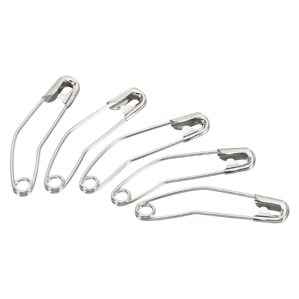 MECCANIXITY Safety Pins 1.26 Inch Metal Nickel Plated Curved Sewing Pins Quilting Knitting Bending Basting Pin for Blankets Skirts Crafts Brooch Making Silver Tone 100Pcs