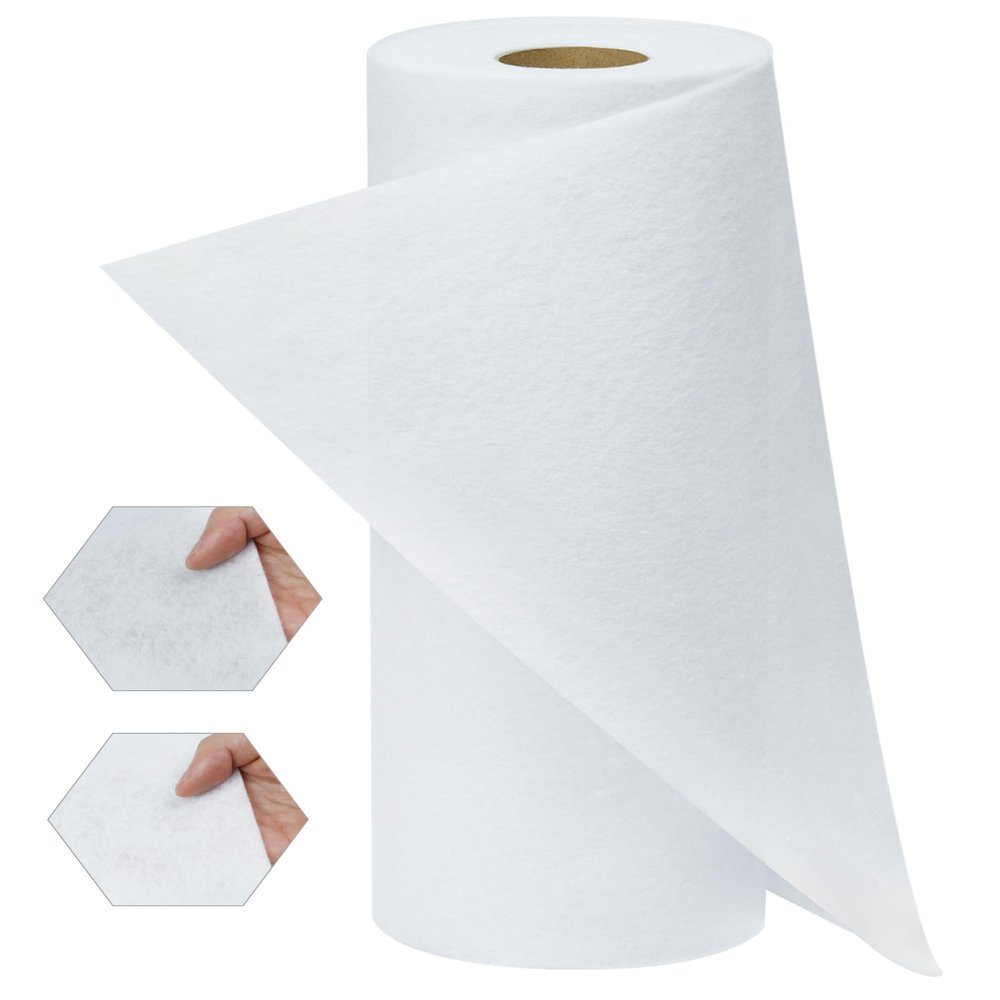 PLANTIONAL Iron-On Fusible Fleece Interfacing: 11.8 Inches x 10 Yards Lightweight One-Sided Loft Iron On Fusible Fleece White for Quilting Tote Bags and Home Decor