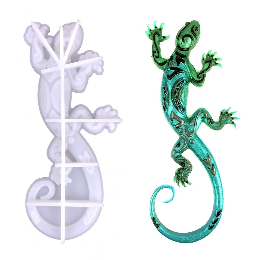 Katutude Animal Resin Mold Unique Gecko-Shaped Silicone Molds Animals Statue Epoxy Resin Casting Mould DIY Crafts Wall Hanging Door Art Decoration Desktop Ornaments