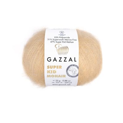 3 Pack/Skein Gazzal Super Kid Mohair, 0,88 oz/25 g, 259 yards/237 Meters, 47% Super Kid Mohair, 21% Superwash Merino Fine, and 22% Polyamide, (64404)