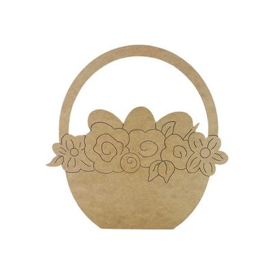 Easter Basket with Eggs and Flowers Shape, Unfinished Wood Craft, Build-A-Cross
