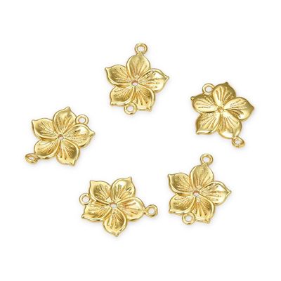 20pcs Adabele Tarnish Resistant 12mm 2-Hole Flower Floral Connector Link Earring Findings 18K Yellow Gold Plated for Craft Jewelry Making BFW-B12