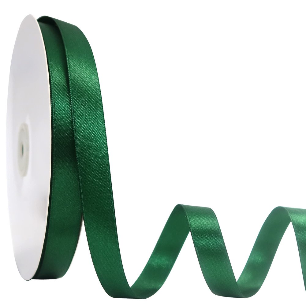 Maclemon 3/8 inch Wide 100 Yards Double Face Forest Green Satin Ribbon Forest Green Fabric Ribbon for Gift Wrapping Very Suitable for Weddings Decoration Balloons Arts Craft Sewing