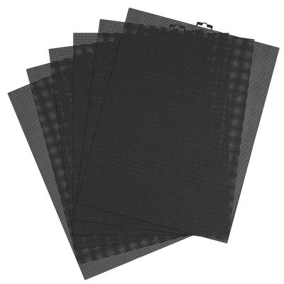 6pcs Plastic Mesh Canvas Sheets, 10 CT Plastic Eye Mesh Sheets for Embroidery Making Divider, Cross Stitch Acrylic Aida Mesh Screen for Yarn Crafts Knit DIY Crochet Projects (13x10inch, Black)